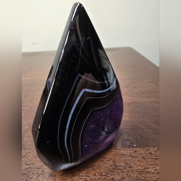 Purple and Black Agate Crystal Teardrop Freeform - Picture 6 of 12